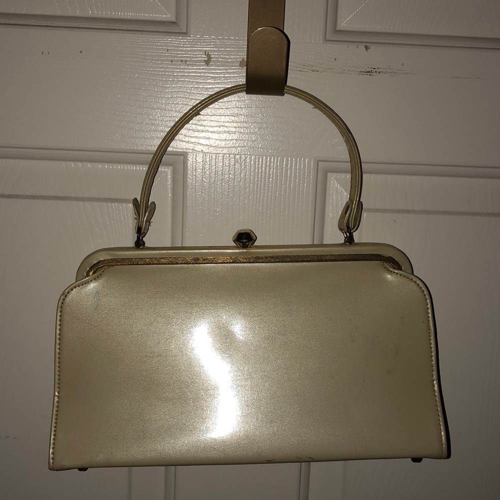 Vintage Beige Snap closure handbag